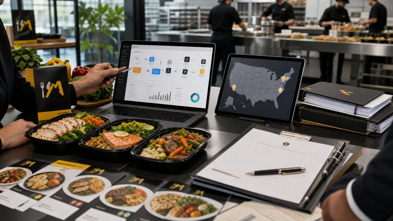 All Your Meals U.S. expansion planning with prepared meals, ecommerce integration screens, market map, and public listing transaction documents