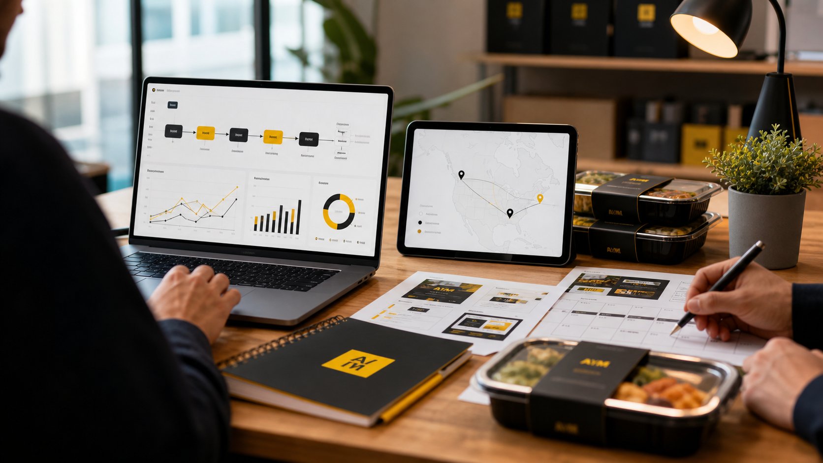 All Your Meals software rollout, market expansion map, prepared meal packaging, and digital marketing planning materials