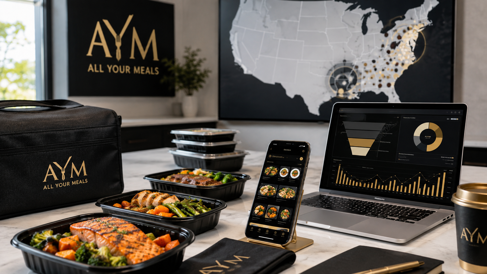 All Your Meals ready-to-eat meals with mobile ordering, customer acquisition analytics, and U.S. regional expansion planning